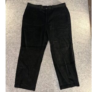 Claiborne Mens Black Corduroy Pants Straight Leg 100% Cotton 42x30